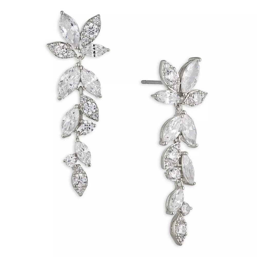 Nadri Wren Cubic Zirconia Cluster Linear Drop Earrings, Chic & Classy, New w/Tag